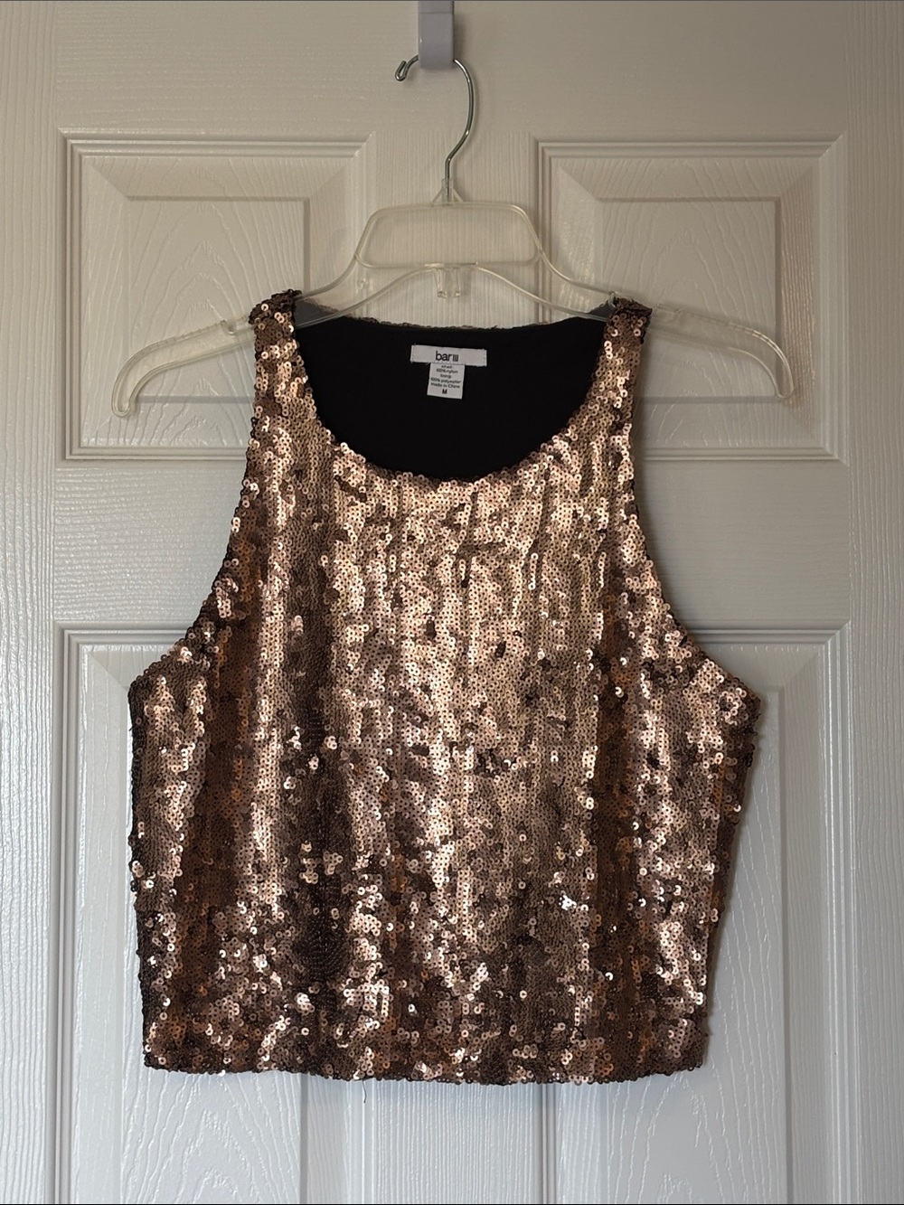 Bar III Rose Gold Sequin Cropped Tank